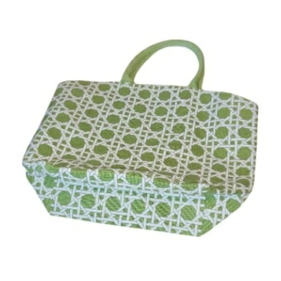 2 Chic Woven Jute Oversized Tote Bag Green - Picture 1 of 7